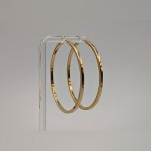 14k Gold 50 mm Hoop Earrings. XL Hoop Earrings Real Solid 14K Yellow Gold.